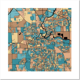 Fort Wayne Map Pattern in Mid Century Pastel Posters and Art